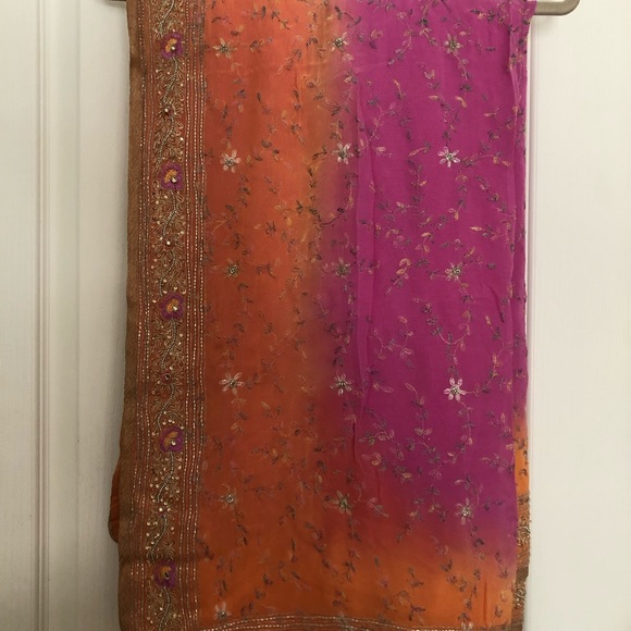 Saree dyed in shades of dusk Vintage preloved [Firm] - Picture 3 of 14